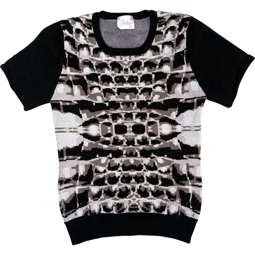 Parker Black and Brown Snake Print Knit Top
